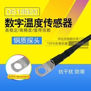 铜鼻子DS18B20接线耳螺丝固定型屏蔽线4 5 6 8mm内孔温度传感器