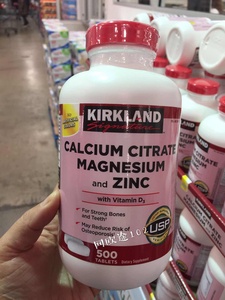 美国直邮代购 Kirkland 镁+锌+维D+柠檬酸钙Calcium 钙片 500粒