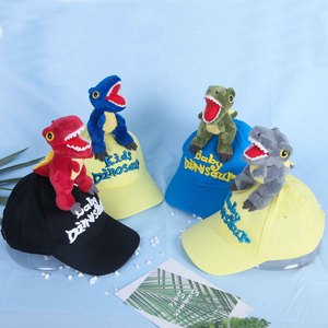 可爱宝宝霸王龙鸭舌帽亲子创意毛绒公仔防晒棒球帽恐龙儿童帽子
