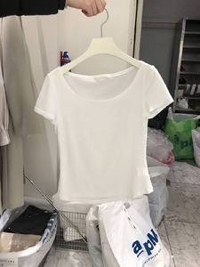 白色短袖修身t恤女韩国东大门2024夏季新款舒适别致独特短款上衣