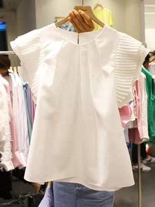 白色飞飞袖衬衫女设计感小众东大门2024夏季新款雪纺甜美别致上衣