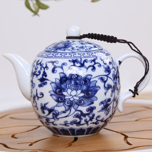 特价整套青花瓷功夫茶具套装办公家用茶壶带过滤孔陶瓷单壶水壶盖