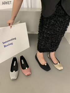 超软超软奶奶鞋女2023年春秋新款法式小众绸缎珍珠小银鞋平底单鞋