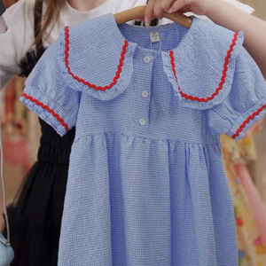 【栗子家童装】拍大一码！F14（蓝色）夏季新款儿童连衣裙