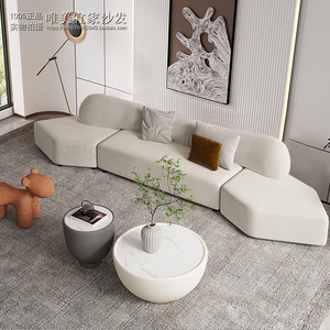 北欧意式弧形沙发简约现代异形小户型客厅服装店美容院设计师沙发