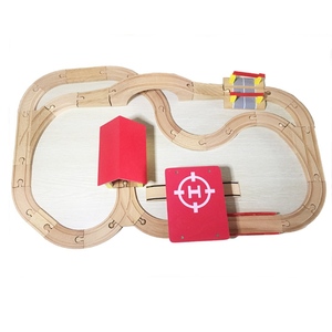 益智69件情景模拟木制火车轨道儿童益智钓鱼diy拼装积木玩具