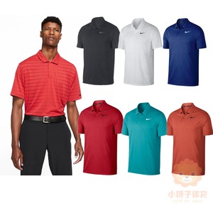 Nike/耐克 高尔夫polo 老虎伍兹服装黑色短袖t恤男子golf速干运动