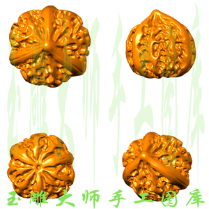 stl图大奔三棱文玩核桃把件立体圆雕图三维雕刻图3D模型数据图