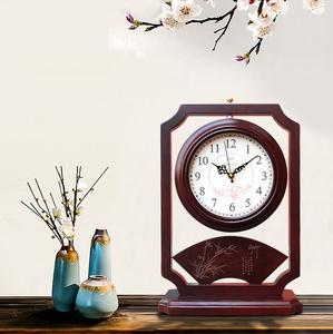 新中式双面台钟摆件家用钟表客厅摆放静音实木创意北欧新艺术座钟