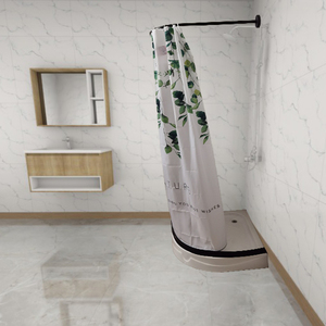 伸缩浴帘淋浴房干湿分离浴室卫生间隔断帘弧形杆套装免打孔带磁条