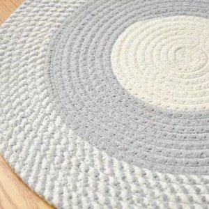 日式圆形客厅卧室地毯轻奢吊篮可机洗地垫懒人沙发地垫彩色棉线