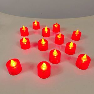24个LED电子小蜡烛灯新型仿真红色氛围灯婚礼求婚表白派对布置用