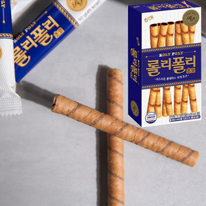 韩国进口海太巧克力夹心饼干薄脆卷彩笛卷冰激凌蛋卷62g