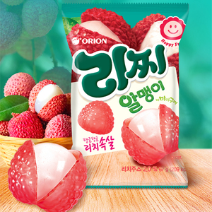 韩国进口好丽友荔枝味剥皮夹心软糖水果味QQ糖67g