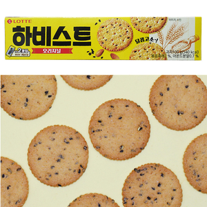 韩国进口乐天收获黑芝麻饼干100g薄脆零食