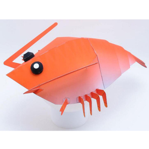儿童手工折纸DIY拼装立体3D纸质模型海洋生物龙虾帽子面具制作