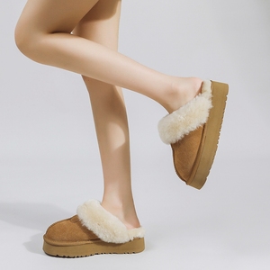 2023新款雪地靴女冬季皮毛一体羊毛口加绒厚底保暖外穿包头半拖鞋
