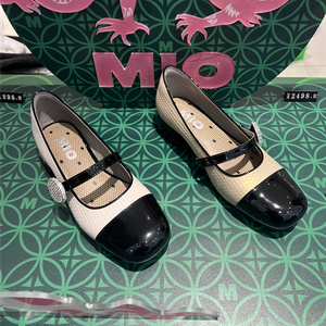 MIO米奥2024春款新品编织水钻女鞋休闲舒适中跟女单鞋M241440703