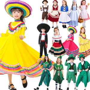 儿童舞台演出墨西哥大摆裙 西班牙弗拉门戈 爱尔兰俄罗斯苏格兰服