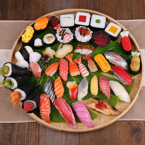 仿真寿司模型日本料理什锦鱼籽饭团道具三文鱼寿司食品美食物玩具