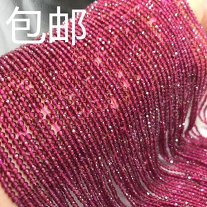 2mm3mm天然酒红石榴石切面刻面圆珠散珠半成品脚链项链手链女隔珠