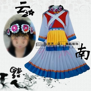 丽江新款纳西族女童装 丽江小纳西 云南少数民族服装 儿童舞蹈服