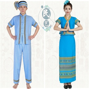 泰国傣族男士短袖套装舞台装餐厅工作服民族服装民族风夏季新款
