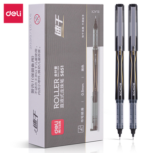 得力S851大容量直液式走珠笔0.5mm速干全针管签字笔水笔/替芯S659
