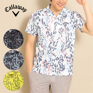 23年款日本代购Callaway卡拉威高尔夫球服装男款印花短袖速干T恤