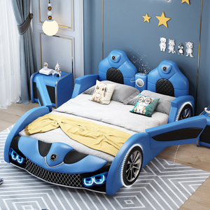 儿童 床男孩汽车1.2米单人男童房创意实木开门小孩卡通护栏储物床