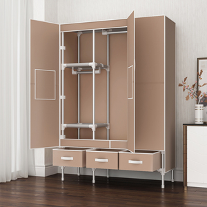 开门式简易衣柜家用卧室现代简约加固防尘式带抽屉结实耐用布衣柜