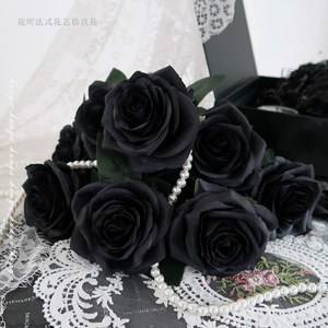 黑玫瑰仿真花束多头哥特小众暗黑风格拍摄道具厄瓜多尔黑玫瑰假花