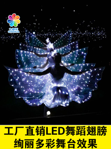 年会万圣节LED发光翅膀背饰儿童成人舞翅荧光蝴蝶舞台演出道具服