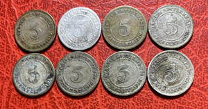 1919年1918年银币 英属海峡5分乔治五世纪念币 硬币  单价