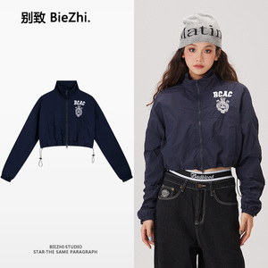[BieZhi别致]Badblood冲锋衣外套女韩版防晒薄款夹克休闲运动短款