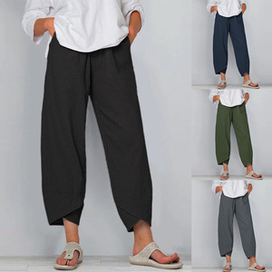 2023亚马逊欧美新款速卖通eBay爆款纯色宽松休闲直筒小脚女裤