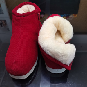 冬季办公室男女士保暖鞋 手工家居月子毛毛鞋 防滑加厚高帮老棉鞋