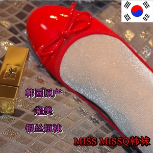 韩国新款 韩国进口 银丝亮丝银葱珠光 薄款丝袜耐穿防勾丝女短袜