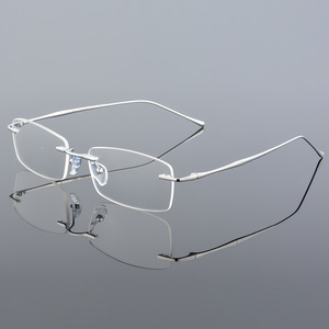 新款轻男士商务纯钛眼镜架银色近视眼镜无框超轻眼镜框架女配度数