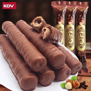KDV俄罗斯蛋卷  榛子味 坚果夹心巧克力棒 进口食品糖果500克包邮