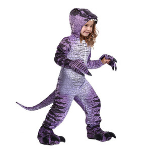 cos服万圣节儿童节舞台表演紫色迅猛龙霸王龙恐龙猛禽角色扮演服