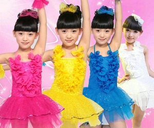 六一儿童演出服女童肚兜裙舞台表演服装舞蹈亮片唐装纱裙蓬蓬裙