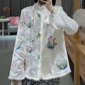 新中式女装刺绣棉衣唐装中国风小棉袄民族风盘扣夹棉冬季汉服外套