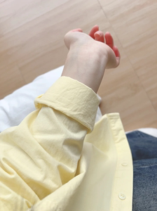 奶黄色长袖衬衫外套女2024夏季新款宽松小个子多巴胺防晒衬衣上衣