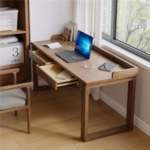 全实木卧室电脑桌学生家用写字书桌带抽屉办公桌长方形桌子工作台