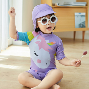 儿童游泳衣女童温泉女孩幼婴儿宝宝泳衣连体防晒泳帽1一岁两3小童