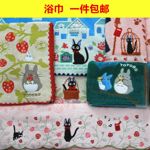 【特价带标】外贸日单纯棉卡通动漫猫刺绣120*60浴巾