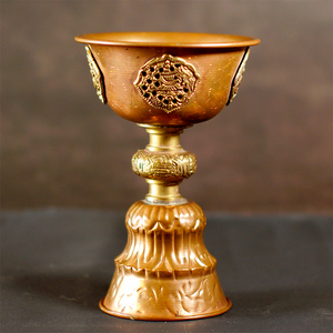 梵深缘 正品 尼泊尔 白铜(紫铜) 大号 酥油灯杯 法器/供品 15厘米