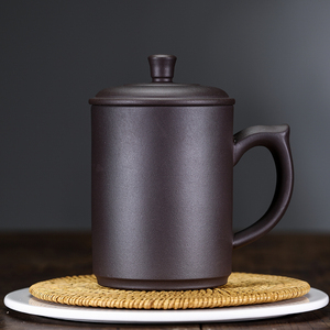 紫沙茶怀紫砂杯茶杯个人专用杯陶瓷杯男手工大容量带盖家用泡茶杯
