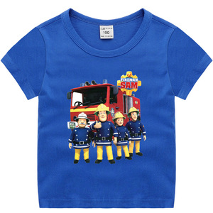消防员山姆新款童装儿童夏装短袖衣服男童打底衫宝宝时尚半袖T恤